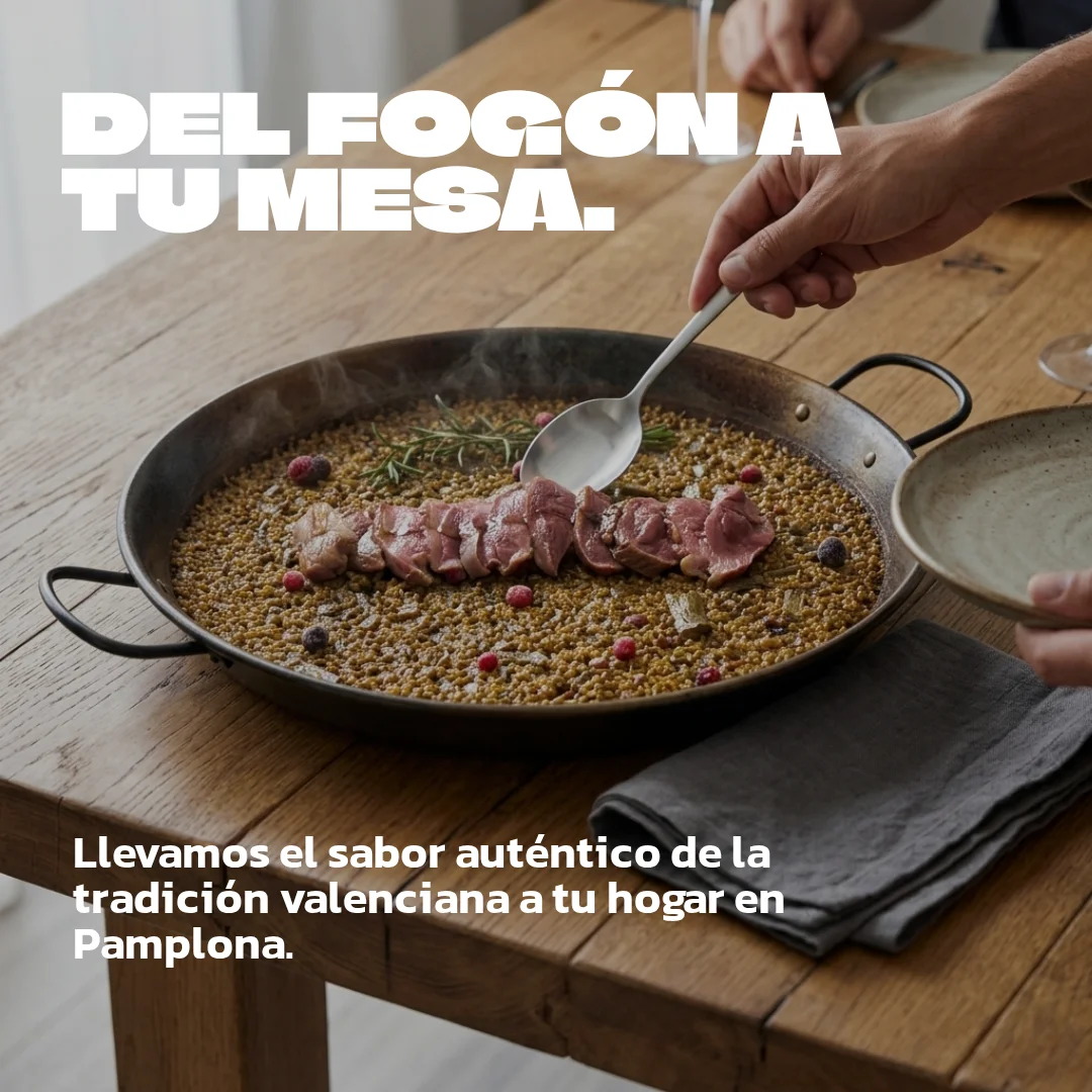 Magret de pato marcado sobre el arroz en paellera, con vapor